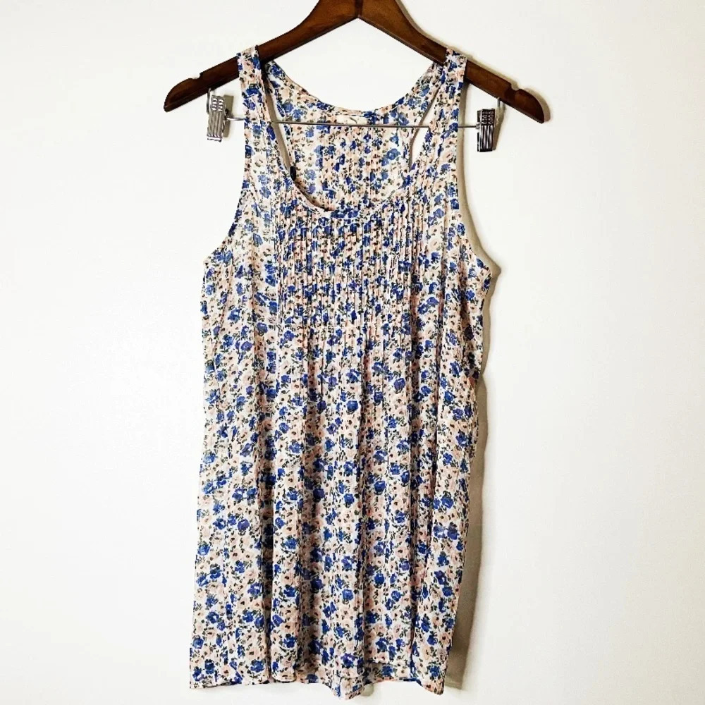 AERIE Sleeveless Floral Tank Top Sheer Racerback Size Small Summer Spring